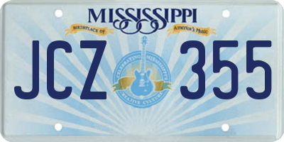 MS license plate JCZ355