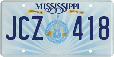 MS license plate JCZ418