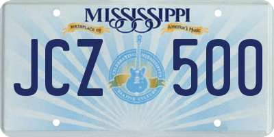 MS license plate JCZ500