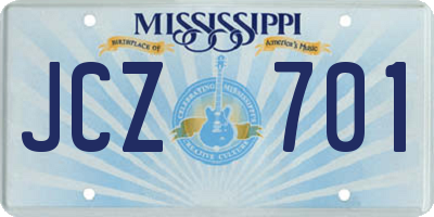 MS license plate JCZ701