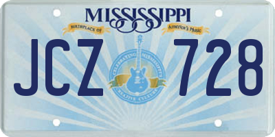 MS license plate JCZ728
