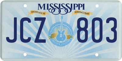 MS license plate JCZ803