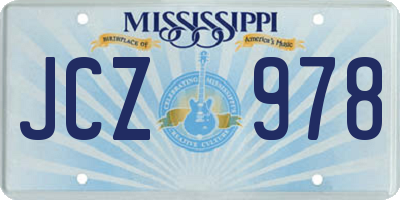 MS license plate JCZ978