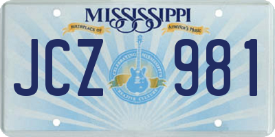 MS license plate JCZ981