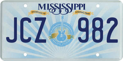 MS license plate JCZ982