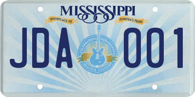 MS license plate JDA001