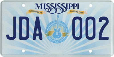 MS license plate JDA002