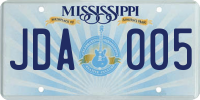 MS license plate JDA005
