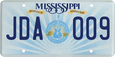 MS license plate JDA009