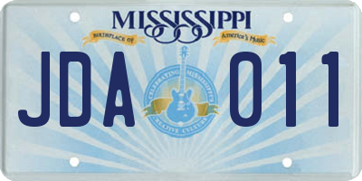 MS license plate JDA011