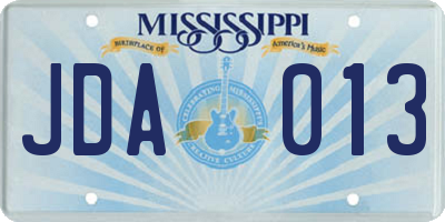 MS license plate JDA013