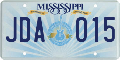 MS license plate JDA015
