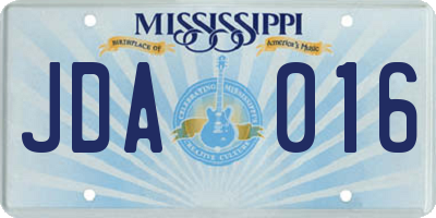 MS license plate JDA016
