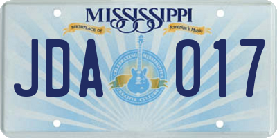 MS license plate JDA017