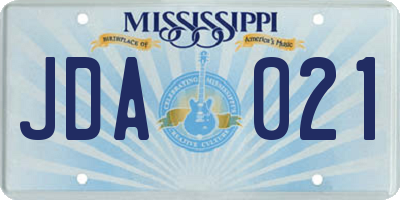 MS license plate JDA021