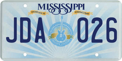 MS license plate JDA026