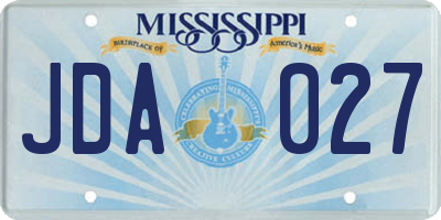 MS license plate JDA027