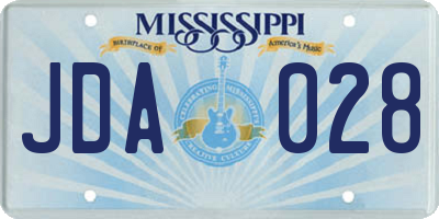 MS license plate JDA028