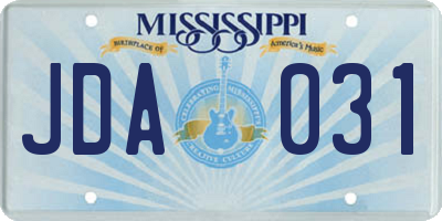 MS license plate JDA031
