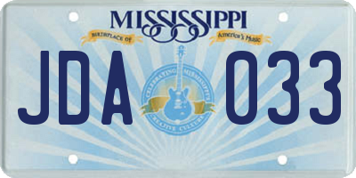 MS license plate JDA033
