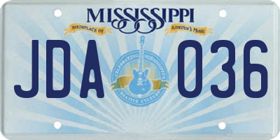 MS license plate JDA036