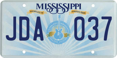 MS license plate JDA037