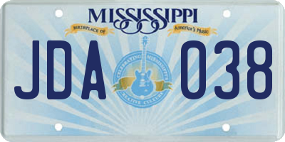 MS license plate JDA038