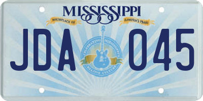 MS license plate JDA045