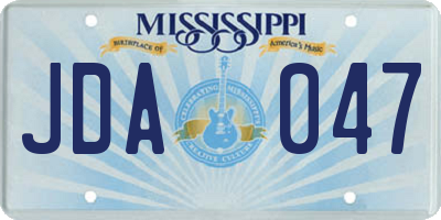MS license plate JDA047