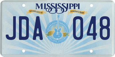MS license plate JDA048
