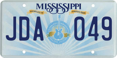 MS license plate JDA049