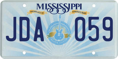 MS license plate JDA059