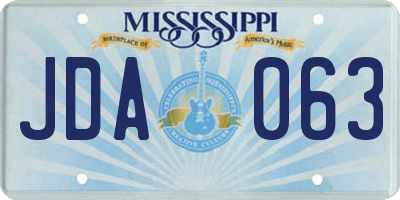 MS license plate JDA063