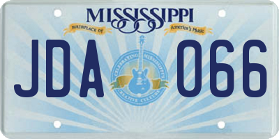 MS license plate JDA066