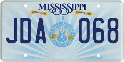 MS license plate JDA068