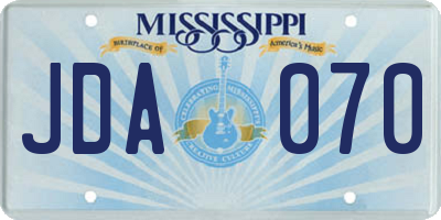 MS license plate JDA070