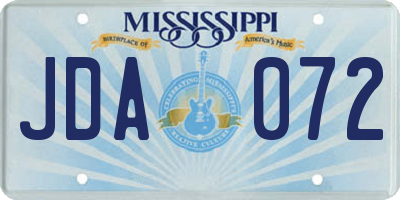 MS license plate JDA072