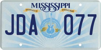 MS license plate JDA077