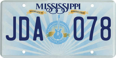 MS license plate JDA078