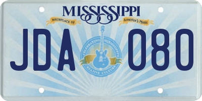 MS license plate JDA080