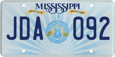 MS license plate JDA092