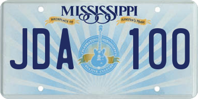 MS license plate JDA100