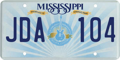 MS license plate JDA104