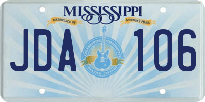 MS license plate JDA106