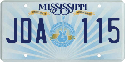 MS license plate JDA115