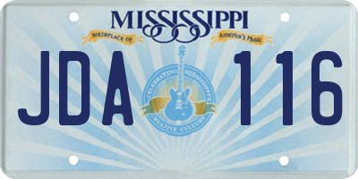 MS license plate JDA116