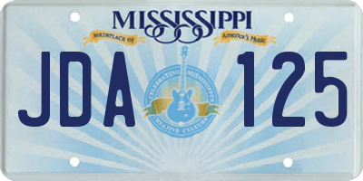 MS license plate JDA125