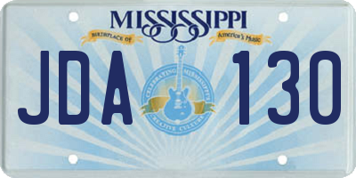 MS license plate JDA130