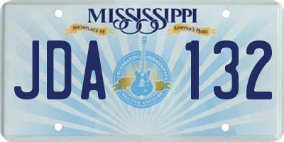 MS license plate JDA132