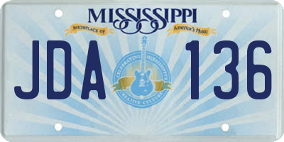 MS license plate JDA136